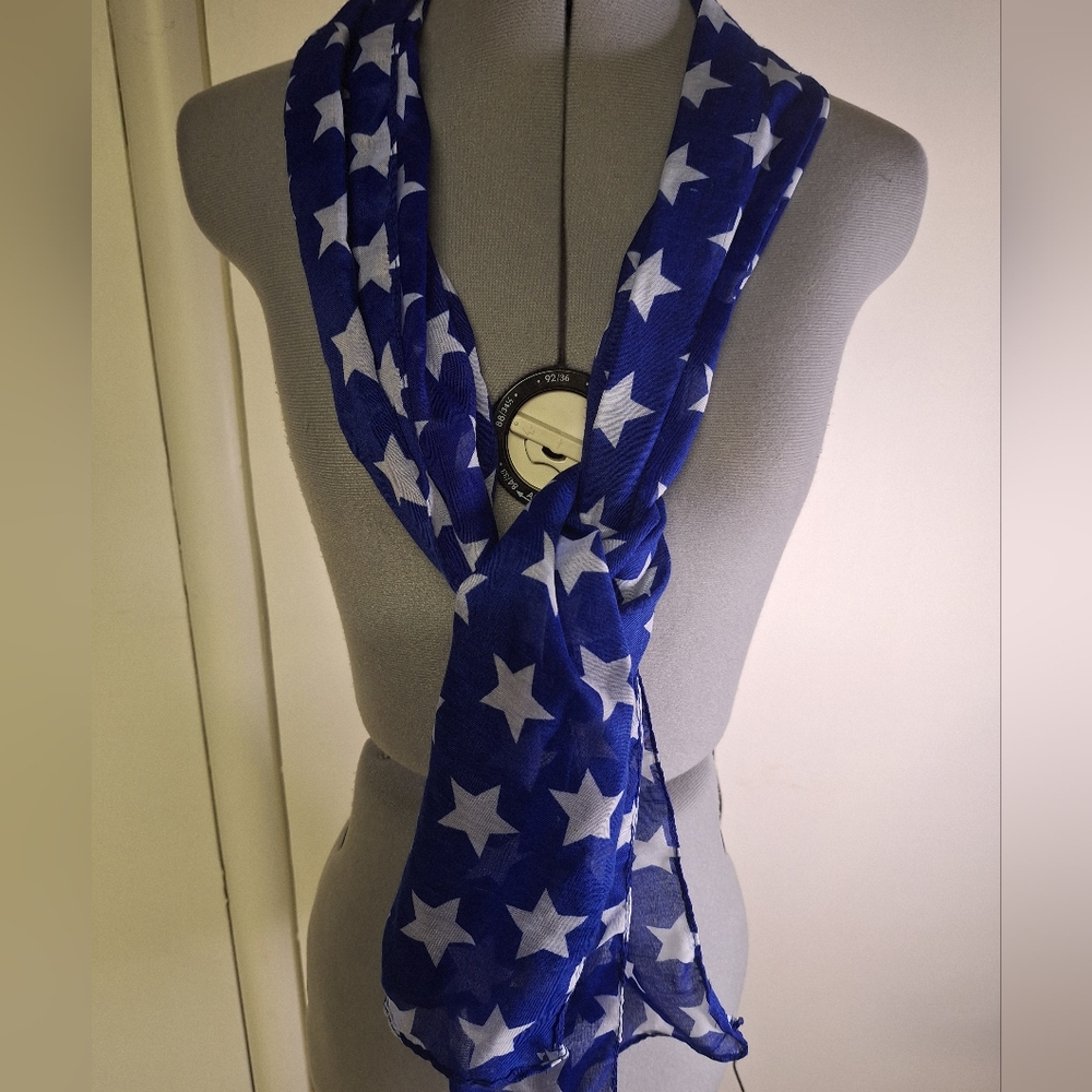 Blue Star Pattern Scarf 13" X 64"
